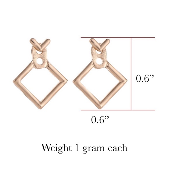 Geometric Diamond Shaped Double Stud Earrings - Picture 12 of 12